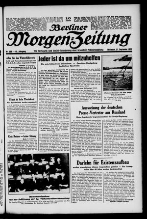 Berliner Morgen-Zeitung vom 27.09.1933
