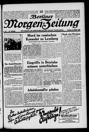 Berliner Morgen-Zeitung vom 22.10.1933