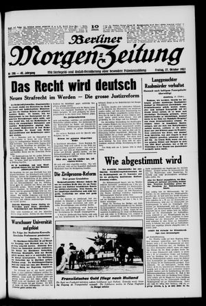 Berliner Morgen-Zeitung vom 27.10.1933