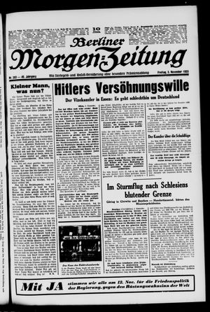 Berliner Morgen-Zeitung vom 03.11.1933