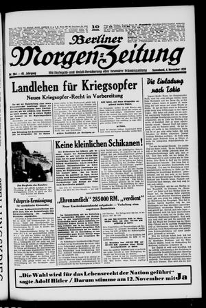 Berliner Morgen-Zeitung vom 04.11.1933