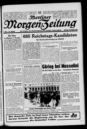 Berliner Morgen-Zeitung vom 08.11.1933