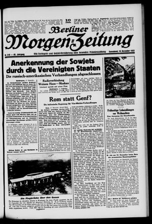 Berliner Morgen-Zeitung vom 18.11.1933