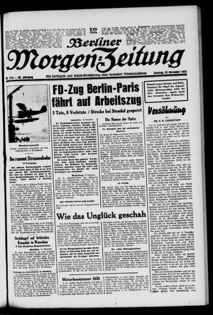 Berliner Morgen-Zeitung vom 19.11.1933