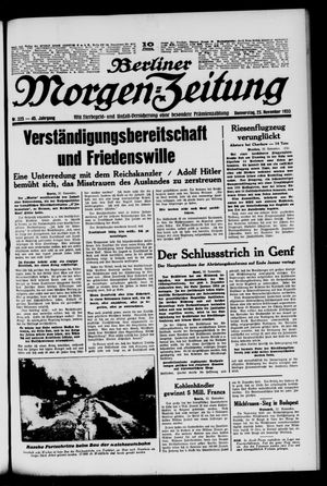 Berliner Morgen-Zeitung vom 23.11.1933