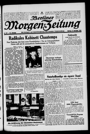 Berliner Morgen-Zeitung vom 27.11.1933