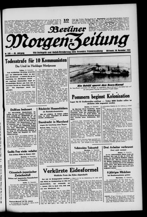 Berliner Morgen-Zeitung vom 29.11.1933