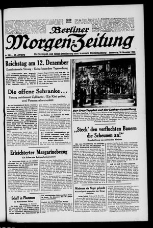 Berliner Morgen-Zeitung vom 30.11.1933