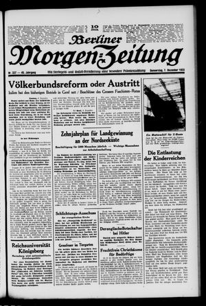 Berliner Morgen-Zeitung vom 07.12.1933