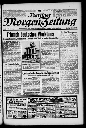 Berliner Morgen-Zeitung vom 22.04.1934