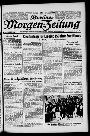 Berliner Morgen-Zeitung vom 25.04.1934