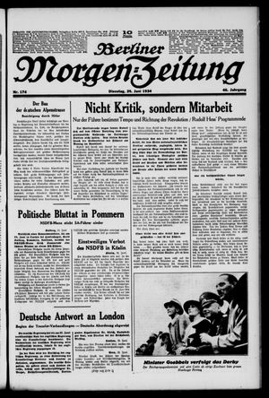 Berliner Morgen-Zeitung vom 26.06.1934