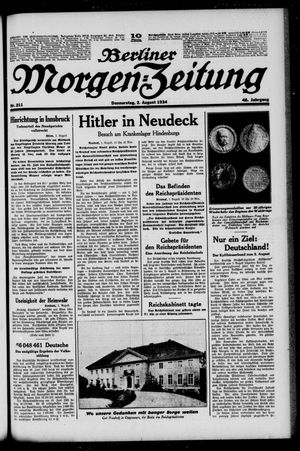 Berliner Morgen-Zeitung vom 02.08.1934