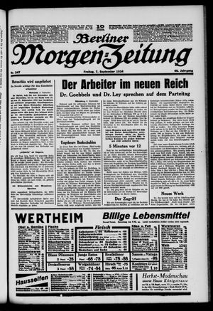 Berliner Morgen-Zeitung vom 07.09.1934