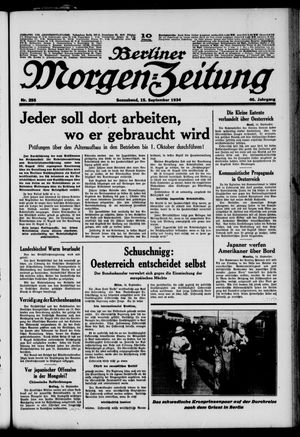 Berliner Morgen-Zeitung vom 15.09.1934
