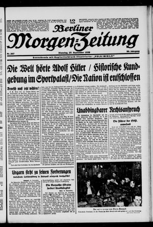 Berliner Morgen-Zeitung vom 27.09.1938