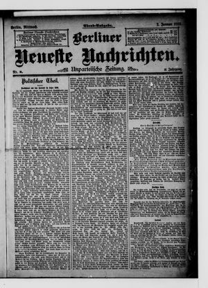 Berliner neueste Nachrichten vom 02.01.1889