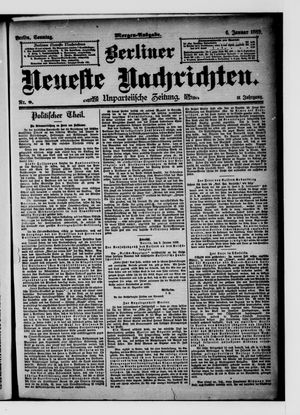 Berliner Neueste Nachrichten vom 06.01.1889