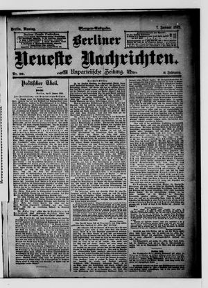 Berliner neueste Nachrichten vom 07.01.1889
