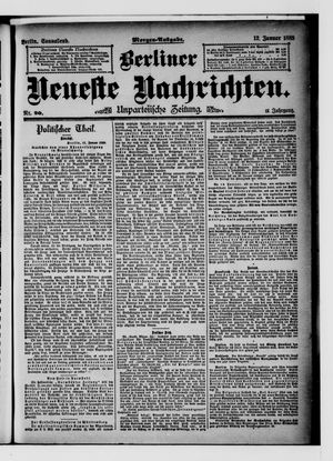 Berliner neueste Nachrichten vom 12.01.1889