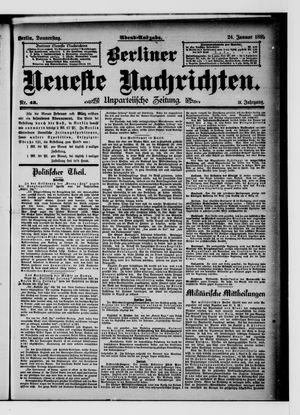 Berliner neueste Nachrichten vom 24.01.1889