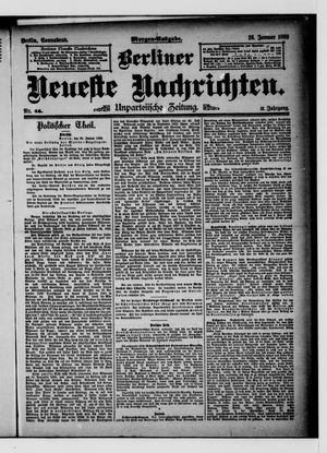 Berliner neueste Nachrichten vom 26.01.1889
