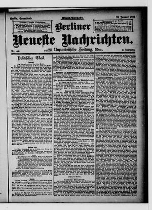 Berliner Neueste Nachrichten vom 26.01.1889