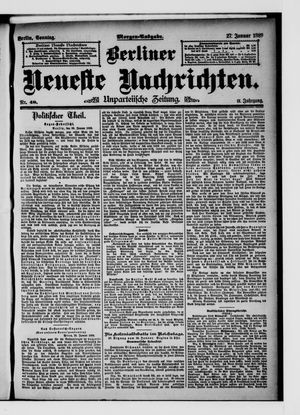 Berliner neueste Nachrichten on Jan 27, 1889