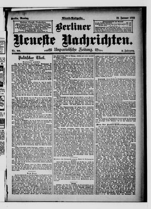 Berliner neueste Nachrichten on Jan 28, 1889