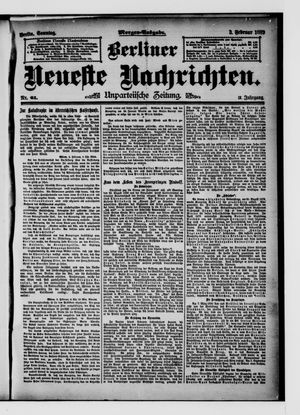 Berliner neueste Nachrichten vom 03.02.1889