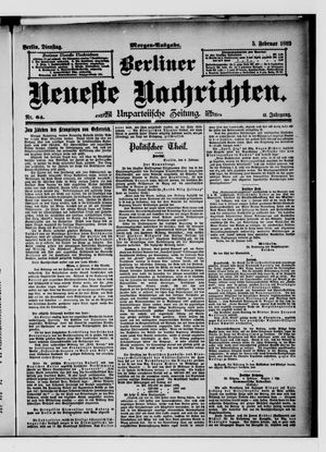Berliner neueste Nachrichten vom 05.02.1889