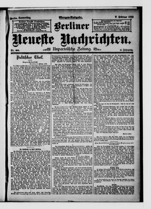 Berliner neueste Nachrichten on Feb 7, 1889