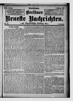 Berliner neueste Nachrichten vom 08.02.1889