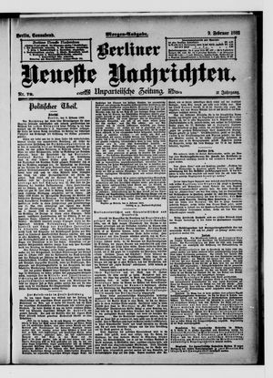 Berliner neueste Nachrichten vom 09.02.1889