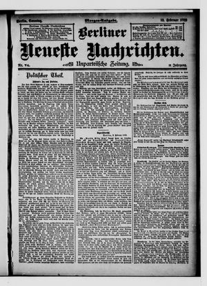 Berliner Neueste Nachrichten vom 10.02.1889