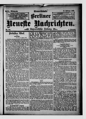 Berliner Neueste Nachrichten on Feb 13, 1889
