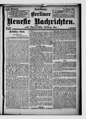 Berliner neueste Nachrichten vom 13.02.1889
