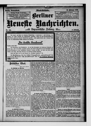 Berliner Neueste Nachrichten vom 16.02.1889