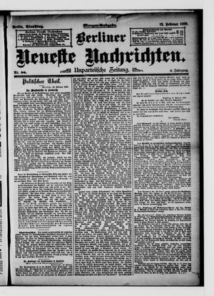 Berliner neueste Nachrichten vom 19.02.1889