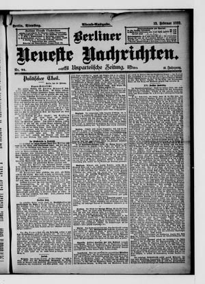 Berliner neueste Nachrichten vom 19.02.1889