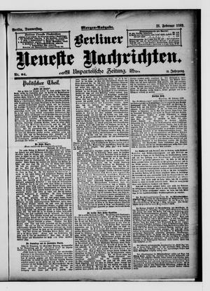 Berliner neueste Nachrichten on Feb 21, 1889