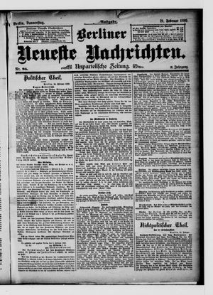 Berliner neueste Nachrichten on Feb 21, 1889