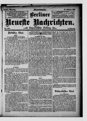 Berliner neueste Nachrichten vom 25.02.1889