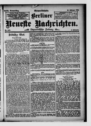 Berliner neueste Nachrichten vom 28.02.1889