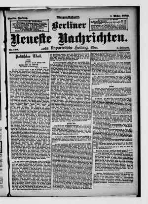 Berliner neueste Nachrichten on Mar 1, 1889