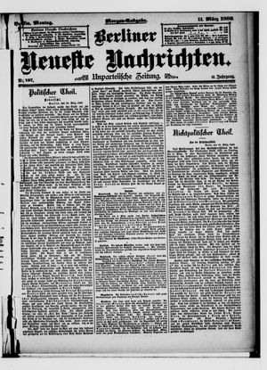Berliner neueste Nachrichten vom 11.03.1889