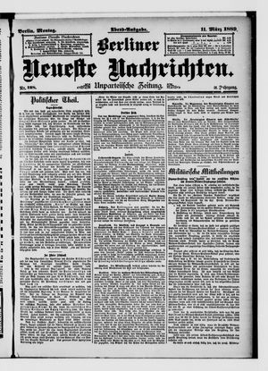 Berliner neueste Nachrichten vom 11.03.1889