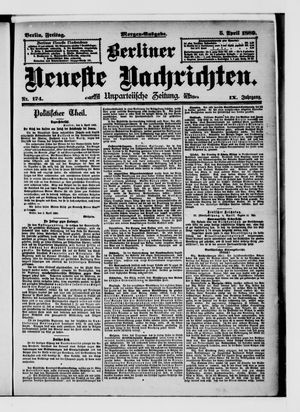 Berliner neueste Nachrichten vom 05.04.1889