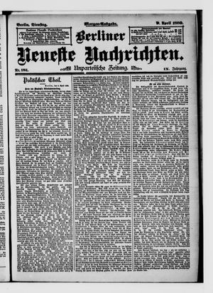 Berliner neueste Nachrichten vom 09.04.1889