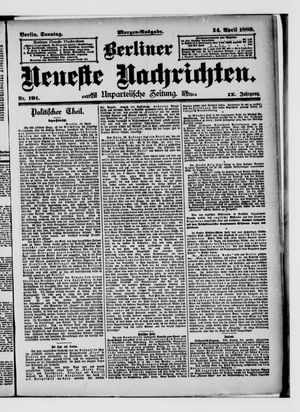 Berliner neueste Nachrichten vom 14.04.1889